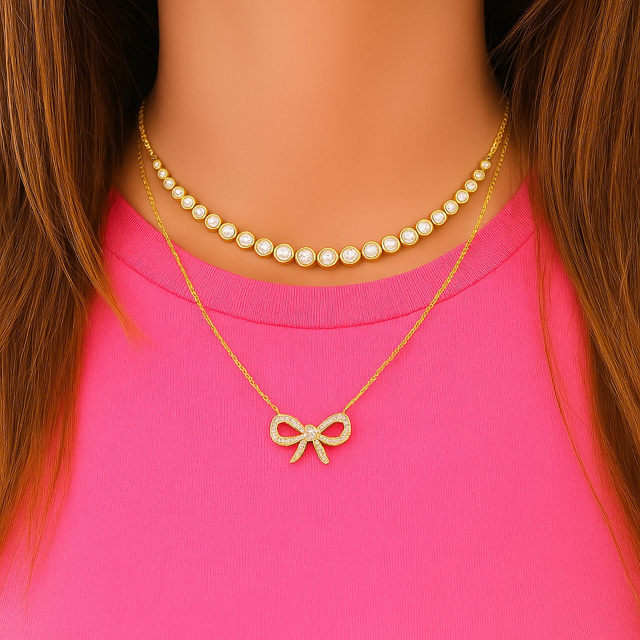 Diamond Bow Necklace