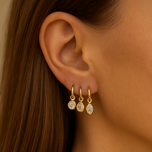 Hoop Earring with Marquise Diamond