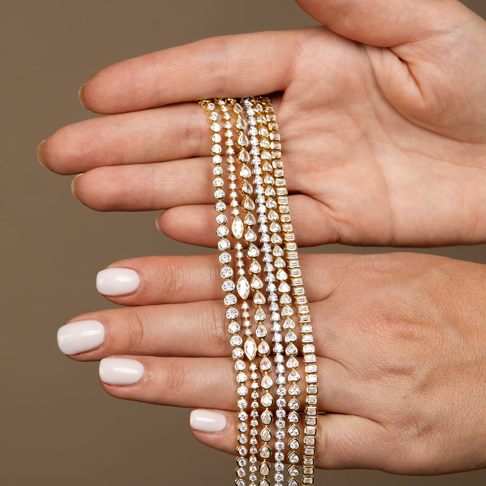 L&M Bling Slim Pear and Rhinestone Stretch Bracelet