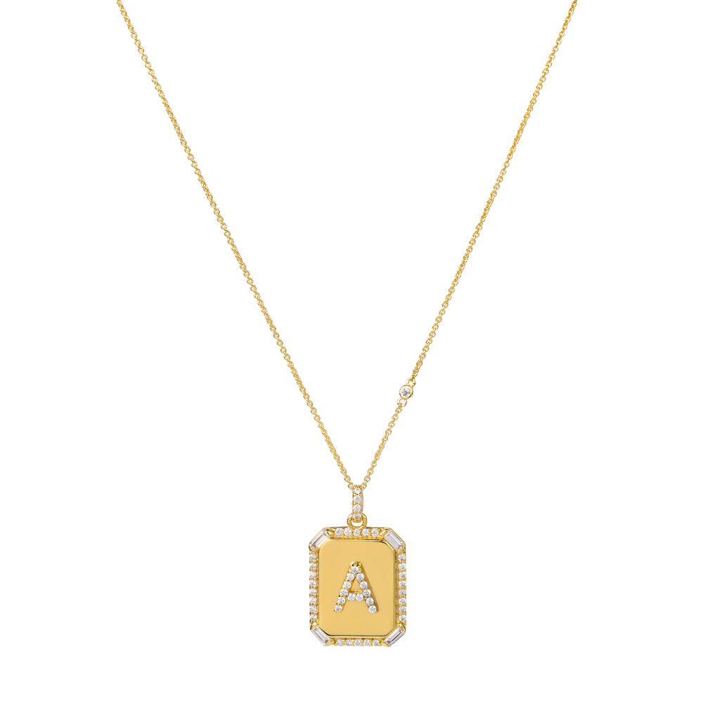 Gold Square Letter S Pendant Necklace | PrettyLittleThing