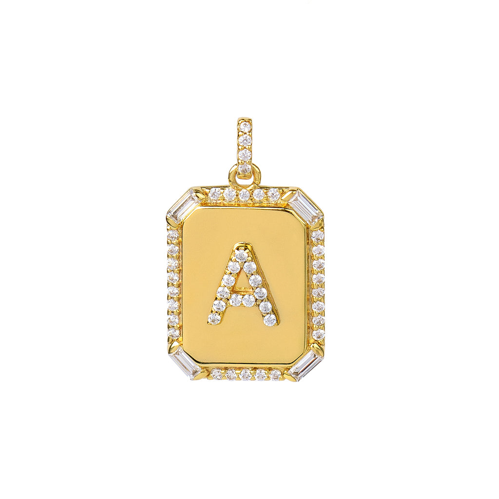 Diamond Custom Monogram Square Pendant